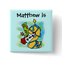 Payaso amarillo/azul Vela Payaso botón de segundo 