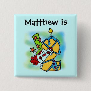 Payaso amarillo/azul Vela Payaso botón de segundo