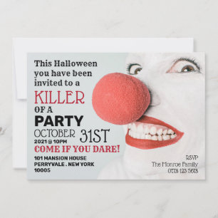 Payaso asesino, invitación de fiesta de Halloween