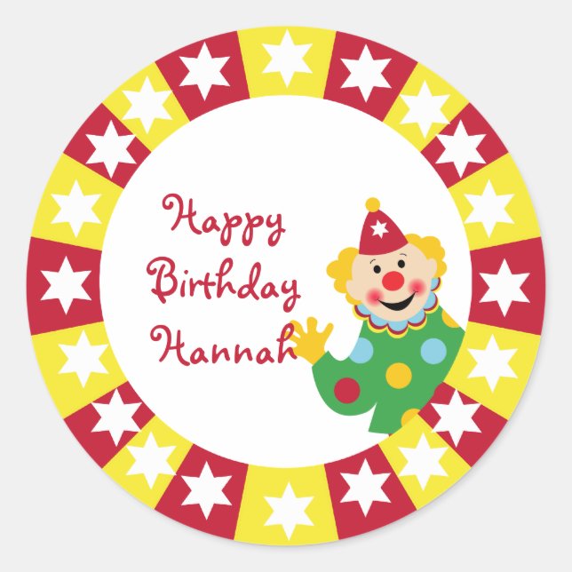 Payaso circo con Pegatinas estrellas (Anverso)