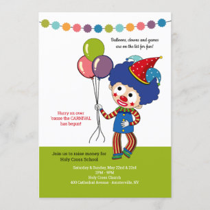 Payaso con invitación al carnaval de los globos