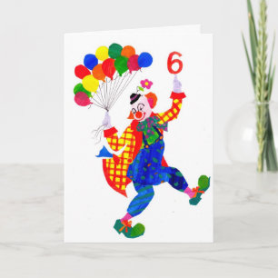 Payaso con tarjeta de cumpleaños de 6 años