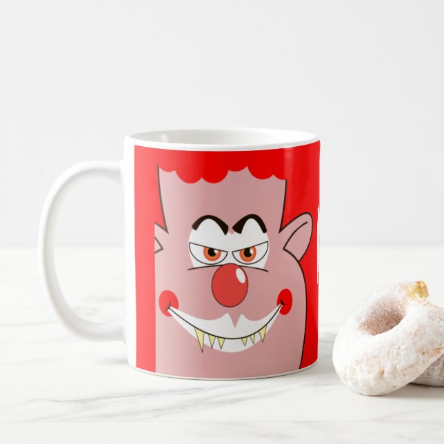 Payaso de Halloween con miedo taza de café persona (Con donut)