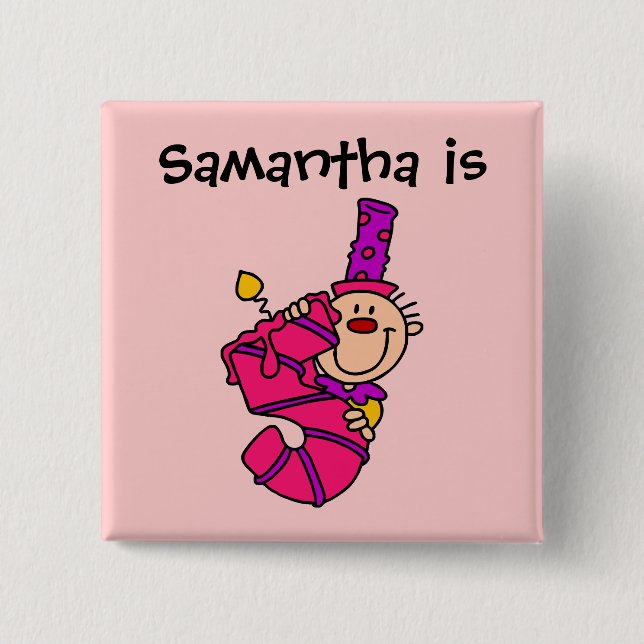 Payaso de Velas Rosadas Botón de cumpleaños 5 (Anverso)