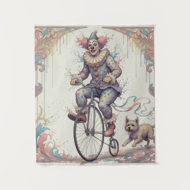 Payaso en bicicleta Tapiz (Anverso)