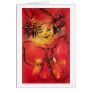 PAYASO EN ROJO CON DESTELLOS DE ORO