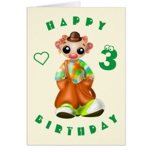 Payaso feliz con tarjeta de cumpleaños pequeño - P