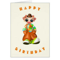 Payaso feliz con tarjeta de cumpleaños pequeño pay