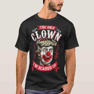 Payaso gracioso contra Donald Trump en camiseta re