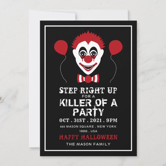 Payaso malo, fiesta de Halloween (Anverso)