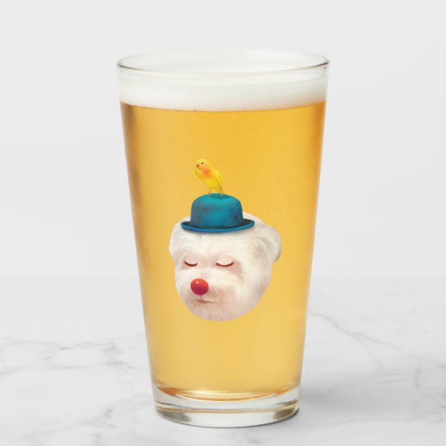 Payaso Perro Soñador: Bichon Sonriente con Sombrer (Anverso (lleno))