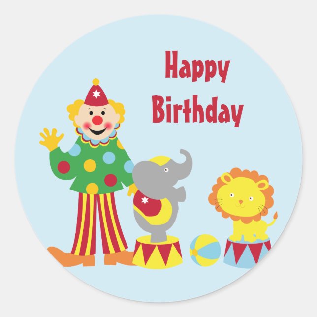 Payaso personalizado y Pegatinas de cumpleaños (Anverso)
