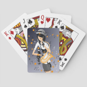 Payaso Saxofonista Cartas Amarillas y Grises