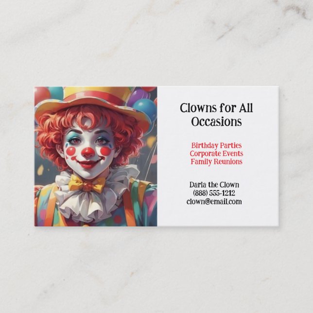 Payasos de payasos para tarjetas de visita de las  (Anverso)
