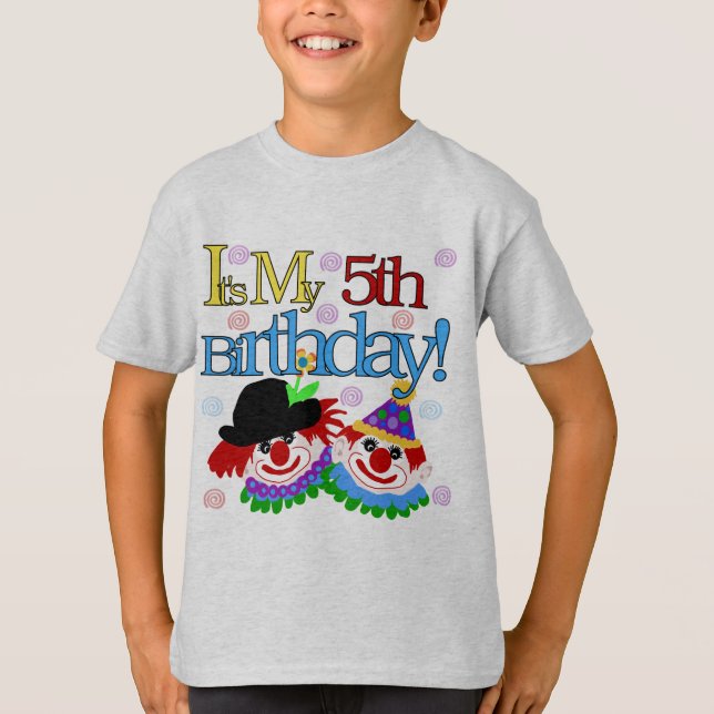 Payasos tontos con camisetas de cumpleaños 5 y reg (Anverso)