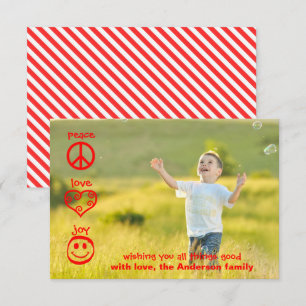 Paz, Amor, Alegría - Tarjeta de Navidad de 3x5