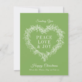 Paz, amor alegría, tarjeta de Navidades de mistlet