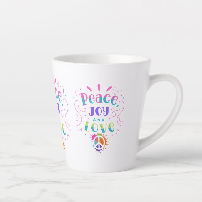 Paz amor alegría tazón café taza zen hippie (Derecha)