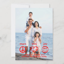 Paz, amor, alegría vertical - Tarjeta de Navidades