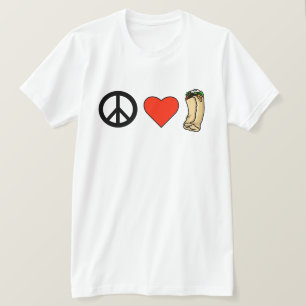 Paz, amor, camiseta con burrito
