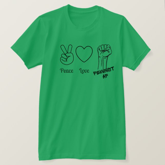 Paz, amor, camiseta de la AF feminista (Anverso del diseño)