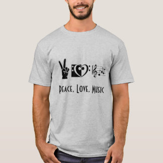 Paz, amor, camiseta de la música