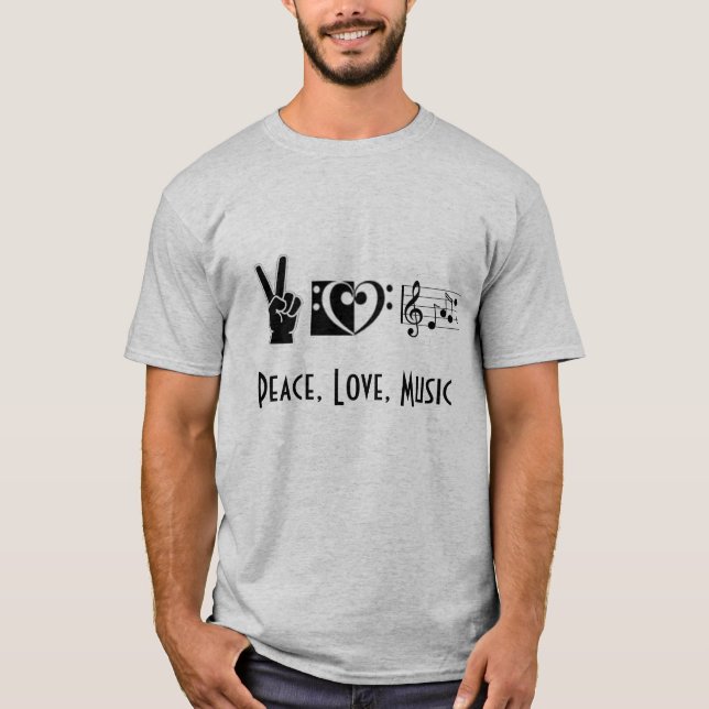 Paz, amor, camiseta de la música (Anverso)