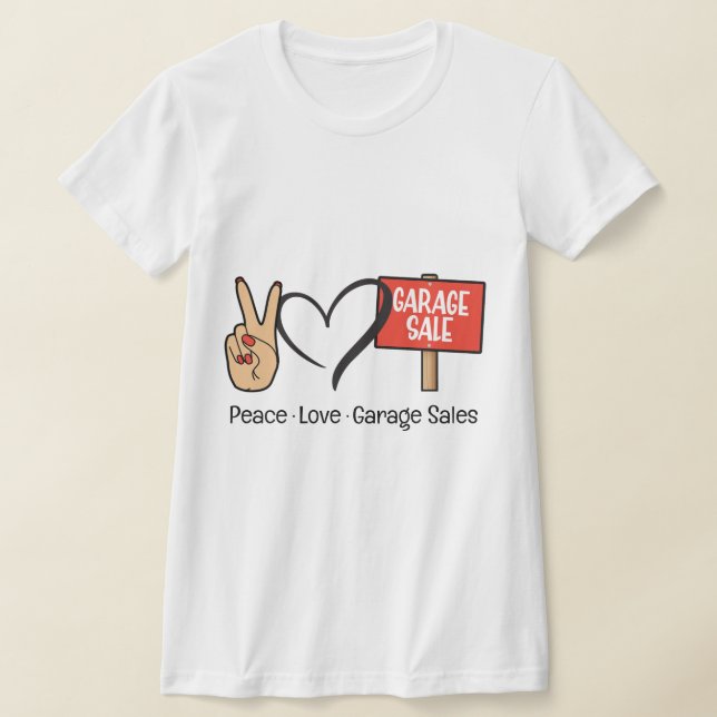 Paz, amor, camiseta de venta de garaje (Distribución)