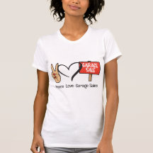 Paz, amor, camiseta de venta de garaje
