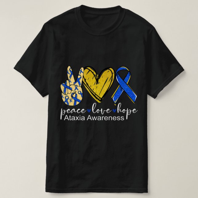 Paz Amor Esperanza Ataxia Conciencia Camisa Cinta  (Diseño del anverso)