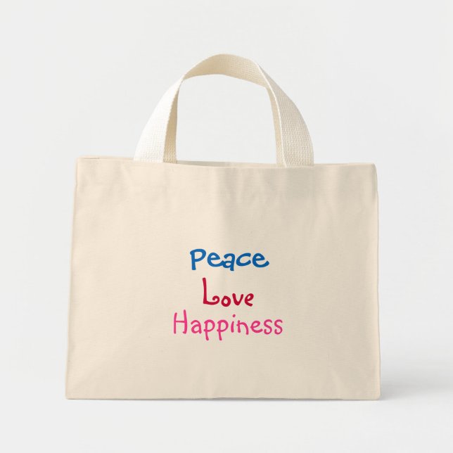 Paz, amor, felicidad, bolsa floral (Frente)