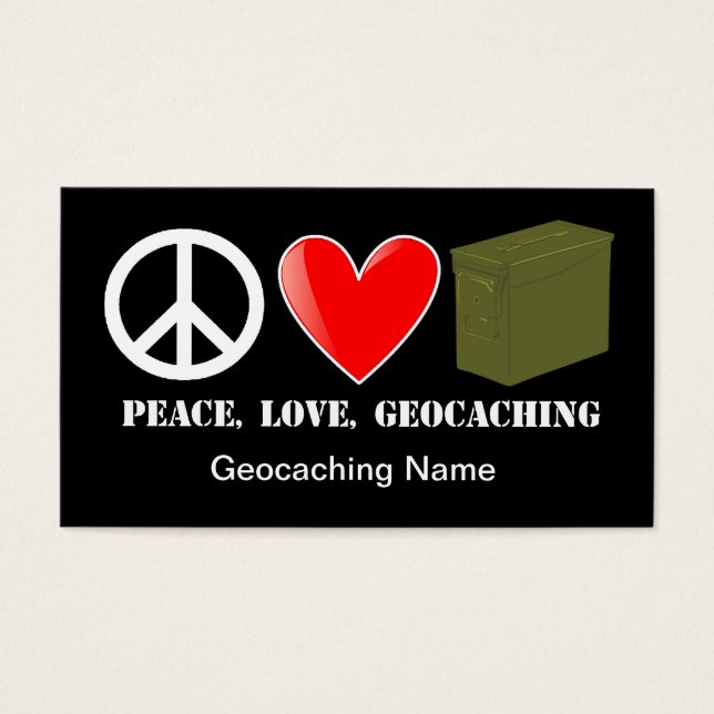 Paz, amor, geocaching Stash Card (Frente)