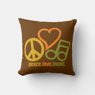 Paz-Amor-Música personalizado lanzar almohada