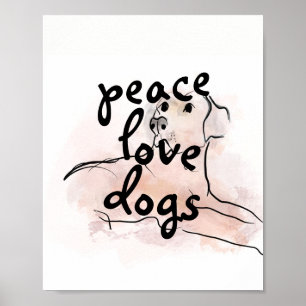 paz amor perros cita arte de perros acuarela