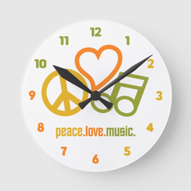 Paz - Amor - reloj de pared del personalizado de m (Anverso)