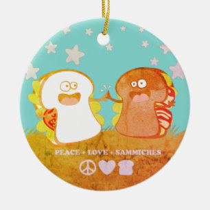paz amor sandwich comida divertida adorno navideño