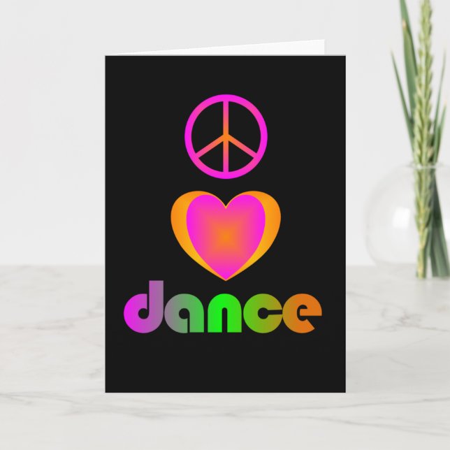 Paz, amor, tarjeta de saludo de baile (Anverso)