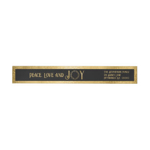 Paz Amor y alegría Faux Wreath de oro - Negro