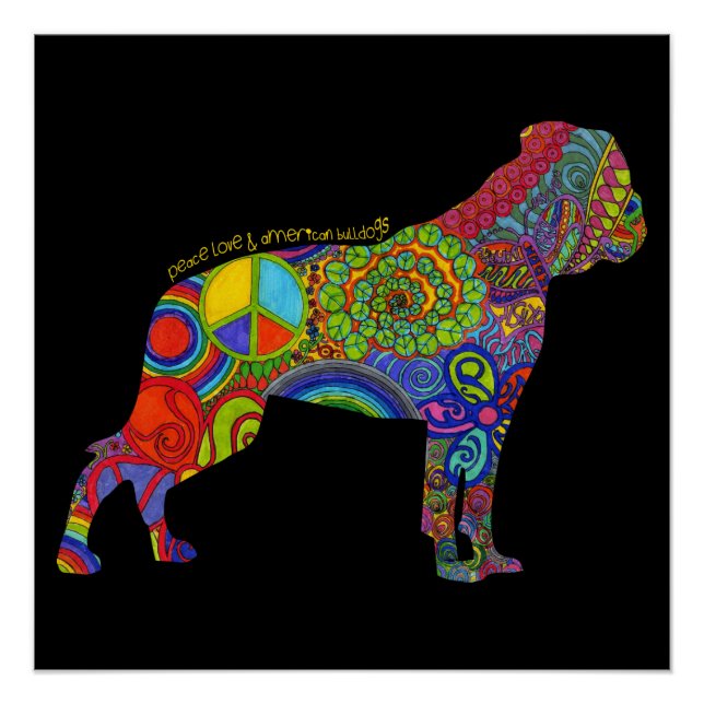 "Paz, amor y Bulldoges norteamericanos" Poster de  (Anverso)