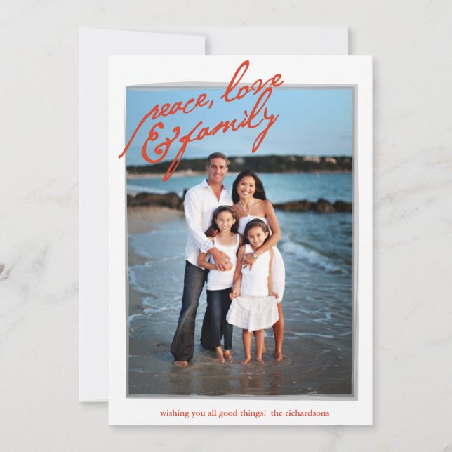 Paz, amor y familia con foto trasera (Anverso)