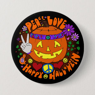 ¡Paz, amor, y feliz Halloween! Botón del diseña