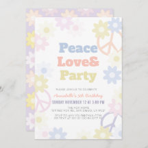 Paz Amor y Fiesta Chica Invitación al cumpleaños