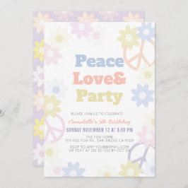 Paz Amor y Fiesta Chica Invitación al cumpleaños
