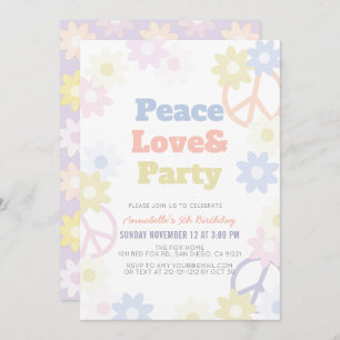 Paz Amor y Fiesta Chica Invitación al cumpleaños