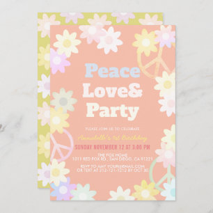 Paz Amor y Fiesta Rosa Invitación de primer cumple