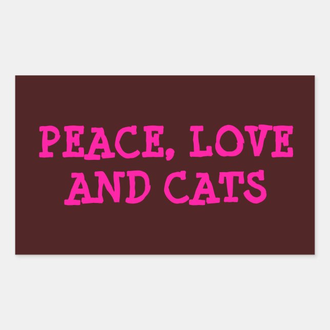PAZ, AMOR Y GATOS, PEGATINA RECTANGULAR (Anverso)