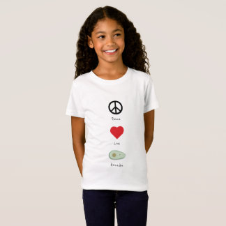 Paz, amor, y la camiseta del niño de los aguacates