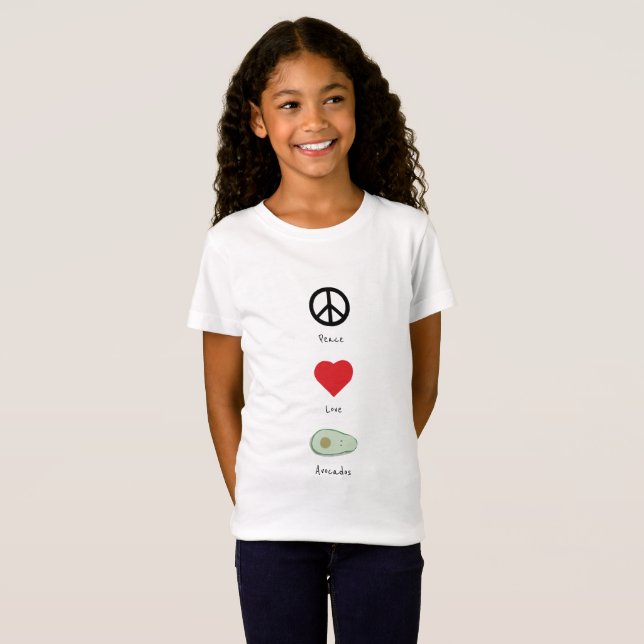 Paz, amor, y la camiseta del niño de los aguacates (Anverso completo)