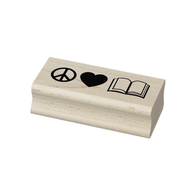 Paz, amor y libros Sello de arte de madera (Sello)