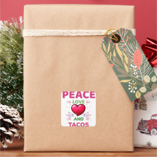 Paz, amor y Pegatina divertido de los tacos
